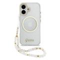 iPhone 17 Guess IML Glitter Script Riem hoesje - Compatibel met MagSafe - Doorzichtig