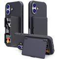 iPhone 17 Hybride Hoesje met Verborgen Spiegel & Kaartsleuf - Zwart