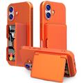iPhone 17 Hybride Hoesje met Verborgen Spiegel & Kaartsleuf - Oranje