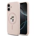 iPhone 17 Karl Lagerfeld Karl and Choupette Vloeibaar Siliconen MagSafe Hoesje - Roze