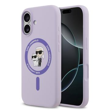 iPhone 17 Karl Lagerfeld Karl and Choupette Vloeibaar Siliconen MagSafe Hoesje - Paars