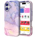 iPhone 17 Luxe Marmer Hybride Hoesje - Blauw / Roze