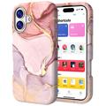iPhone 17 Luxe Marmer Hybride Hoesje - Roze/Goud