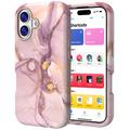 iPhone 17 Luxe Marmer Hybride Hoesje - Paars/Goud