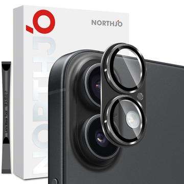 iPhone 17 Northjo Volledige bescherming mat metaal en gehard glas Camera Lens Beschermer - Zwart
