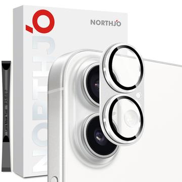 iPhone 17 Northjo Volledige bescherming mat metaal en gehard glas Camera Lens Beschermer - Zilver
