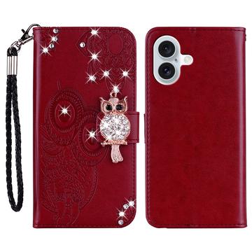 iPhone 17 Uil Strass Portemonnee Hoesje