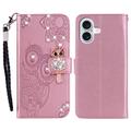 iPhone 17 Uil Strass Portemonnee Hoesje