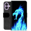 iPhone 17 Premium Portemonnee Hoesje - Blauwe Vuurdraak