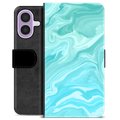 iPhone 17 Premium Portemonnee Hoesje - Blauw Marmer