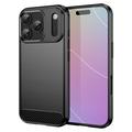 iPhone 17 Pro Geborsteld TPU Hoesje - Koolstofvezel - Zwart