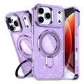 iPhone 17 Pro Glitter Hybride Hoesje met Kickstand - MagSafe Compatibel - Paars