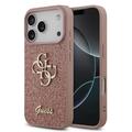 iPhone 17 Pro Guess Fixed Glitter 4G Metal Logo Cover - Roze