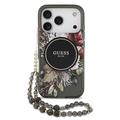iPhone 17 Pro Guess IML Flowers hoesje met parelband