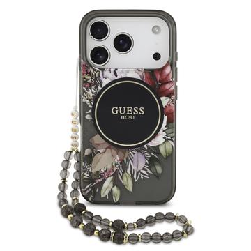 iPhone 17 Pro Guess IML Flowers hoesje met parelband