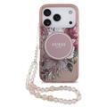 iPhone 17 Pro Guess IML Flowers hoesje met parelband