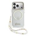 iPhone 17 Pro Guess IML Glitter Script Riem hoesje - Compatibel met MagSafe - Doorzichtig