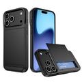 iPhone 17 Pro Hybride Hoesje met Schuifkaartsleuf - Zwart