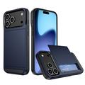 iPhone 17 Pro Hybride Hoesje met Schuifkaartsleuf - Donkerblauw