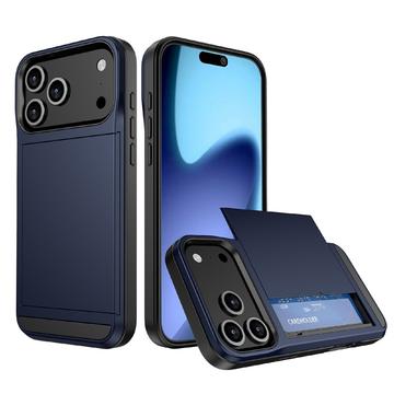 iPhone 17 Pro Hybride Hoesje met Schuifkaartsleuf - Donkerblauw
