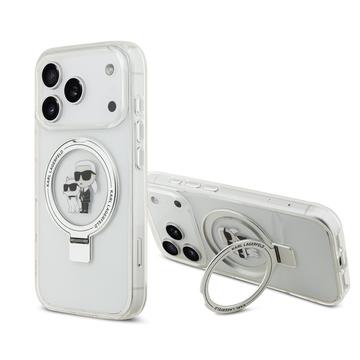 iPhone 17 Pro Karl Lagerfeld Ringstand Karl & Choupette Mag Case - Wit