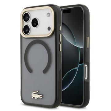 iPhone 17 Pro Lacoste Frosted Finish Gold Logo Hybride hoesje - MagSafe-compatibel - Zwart