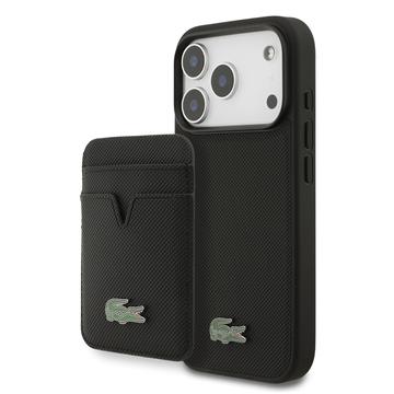 iPhone 17 Pro Lacoste Iconic Petit Pique MagSafe hoesje & magnetische kaarthouder - Zwart