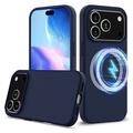 iPhone 17 Pro Liquid Siliconen Hoesje - MagSafe Compatibel - Donkerblauw