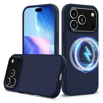 iPhone 17 Pro Liquid Siliconen Hoesje - MagSafe Compatibel - Donkerblauw