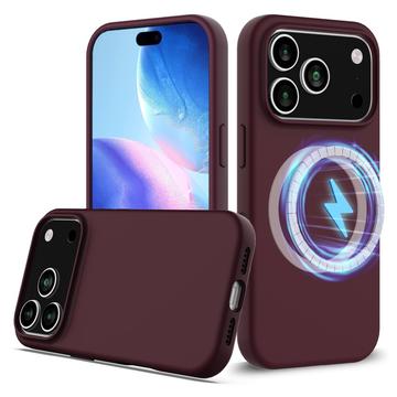 iPhone 17 Pro Liquid Siliconen Hoesje - MagSafe Compatibel - Wijnrood