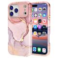 iPhone 17 Pro Luxe Marmer Hybride Hoesje - Roze / Goud