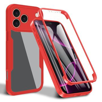 iPhone 17 Pro Max 360 Bescherming Hoesje - Rood / Doorzichtig