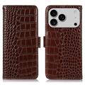 iPhone 17 Pro Max Crocodile Series Wallet Leren Hoesje met RFID
