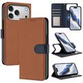 iPhone 17 Pro Max Afneembare Portemonnee Hoesje met MagSafe, RFID-bescherming en handriem - Bruin / Blauw