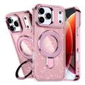 iPhone 17 Pro Max Glitter Hybride Hoesje met Kickstand - MagSafe Compatibel - Roze