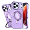 iPhone 17 Pro Max Glitter Hybride Hoesje met Kickstand - MagSafe Compatibel - Paars