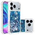 iPhone 17 Pro Max Glitter Quicksand TPU hoesje - Blauwe harten