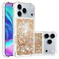iPhone 17 Pro Max Glitter Quicksand TPU hoesje - Gouden harten