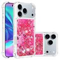 iPhone 17 Pro Max Glitter Quicksand TPU Hoesje - Roze Harten