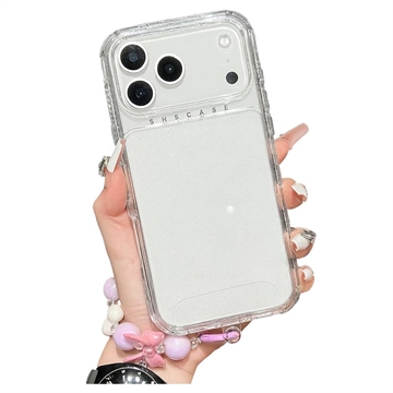 iPhone 17 Pro Max Glitter Schokbestendig Hybride Hoesje met Polsband