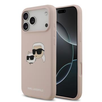 iPhone 17 Pro Max Karl Lagerfeld Double Heads MagSafe Vloeibare siliconen hoes - Roze