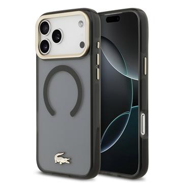 iPhone 17 Pro Max Lacoste Frosted Finish Gold Logo Hybride Hoesje - MagSafe-compatibel - Zwart