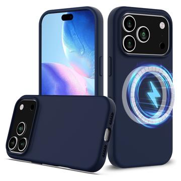 iPhone 17 Pro Max Liquid Siliconen Hoesje - MagSafe Compatibel - Donkerblauw