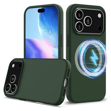 iPhone 17 Pro Max Liquid Siliconen Hoesje - MagSafe Compatibel - Donkergroen