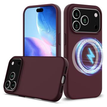 iPhone 17 Pro Max Liquid Siliconen Hoesje - MagSafe Compatibel - Wijnrood