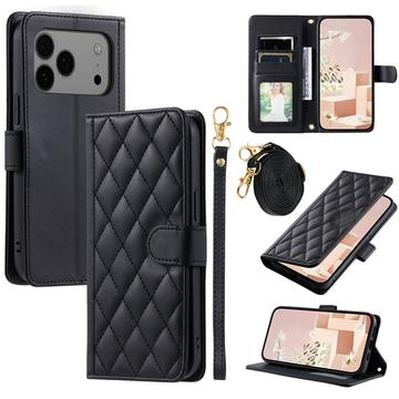 iPhone 17 Pro Max Luxe Gewatteerd Portemonnee Hoesje - Zwart