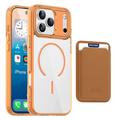 iPhone 17 Pro Max MagSafe hoesje met kaarthouder - Oranje / Doorzichtig 