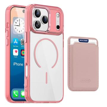 iPhone 17 Pro Max MagSafe hoesje met kaarthouder - Roze / Doorzichtig