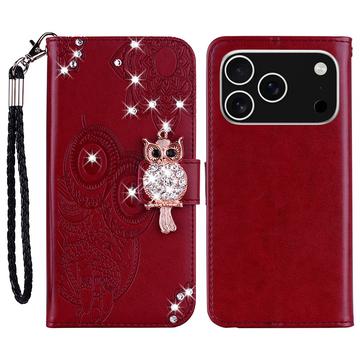 iPhone 17 Pro Max Uil Strass Portemonnee Hoesje