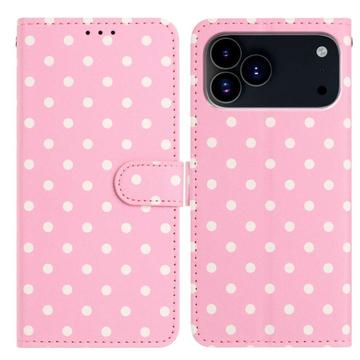 iPhone 17 Pro Max Polka Dot-patroon Portemonnee Hoesje - Roze